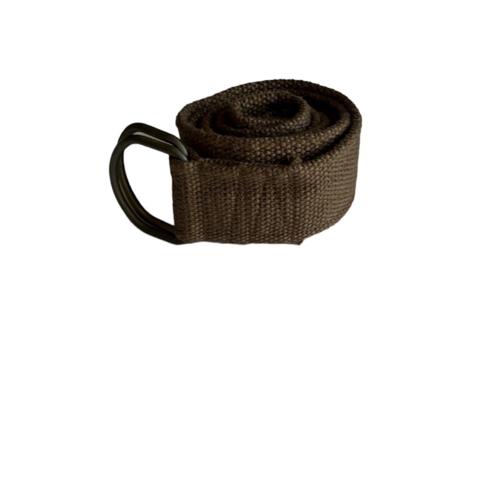 Brown Canvas Double D Ring Belt Unisex Casual Military Style Belt